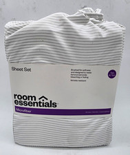 Room Essentials Twin XL Microfiber Sheet Set Gray/White Stripe Wrinkle Resistant picture