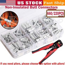 660PCS Non Insulated Butt Splice Uninsulated Crimp Wire Connectors Terminals Kit picture