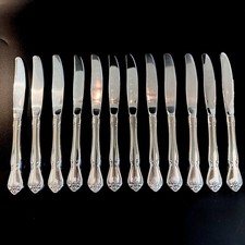12 Vtg Oneida Arbor Rose True Rose Dinner Knives Stainless Flatware Set USA picture