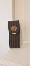 Vintage Fendi Brown and Black Striped Sunglasses Case with Gold Plaque picture