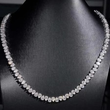 20.00 Ctw Pear Cut Lab Created Diamond Tennis Necklace 14k White Gold Plated picture