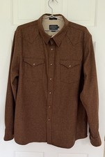 NEW Pendleton Canyon Western BROWN All Virgin Wool Shirt Pearl Snap Men's XL picture