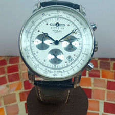 Zeppelin 100 Jahre Men's Quartz Chronograph Date White Dial Black Leather picture