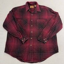 Vintage St John's Bay Red/Black Plaid Flannel Shirt Sz L picture