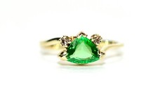 Natural Tsavorite Garnet & Diamond Ring 14K Gold .85tcw Trillion Ring Green picture
