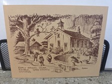 Vtg Early Schoolhouse, Kemble, Grey Cty, Ontario Lithiograph Card By Murdoch picture