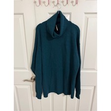 Free People M Teal Softly Structured Cowl Neck Oversized Tunic Sweater OB816580 picture