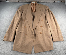 Pal Zileri Double Breasted Blazer Men 40 Brown Linen Blend Peak Lapel Italy picture