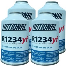 National R1234yf Refrigerant Automotive A/C Recharge 8oz Self Sealing Can 4 Pack picture