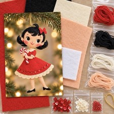 Peppermint Penny Vintage Inspired Felt Embroidered & Sequin Ornament KIT New picture