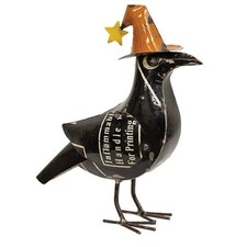 NEW PRIMITIVE CROW FIGURE BLACK METAL WITCH HAT FALL HALLOWEEN Aged 10.5