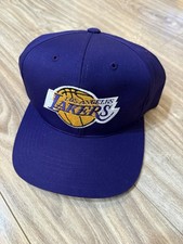Vintage 90s NBA Los Angeles Lakers ANNCO Twill Plain Logo SnapBack Hat picture