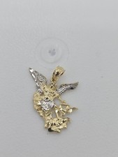 10kt Saint Michael Gold Pendant Real Gold Bail fit 2mm Brand New 1.25Grm picture