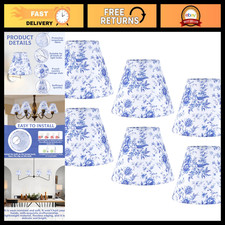 6 Pcs Blue Floral Chandelier Shades, Small Toile Clip-On Lampshade, Decorative C picture