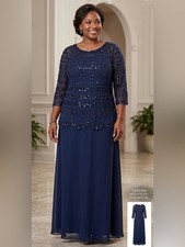 Pisarro Nights Blue Sequin Overlay Maxi Dress Size 16 picture