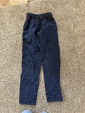 Vintage Wrangler Silverlake Button Fly Bare Back Jeans Blue W/Red Accent 32”x34” picture