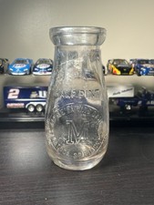 Alpine Farms Dairy Clear Half Pint Milk Bottle Saratoga Springs, NY picture