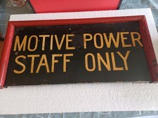 Original LMS Railway Wood Sign- Motive Power Staff Only-Vintage MPD Shed Notice picture