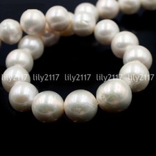 Huge 12-15mm White Pink Purple Round Natural Freshwater Pearl Loose Beads 15