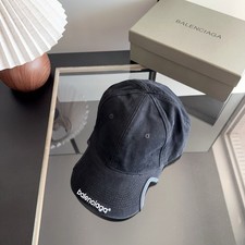 Balenciaga Logo Embroidered Cut-Out Cap Black Vintage Faded Hat With Box picture