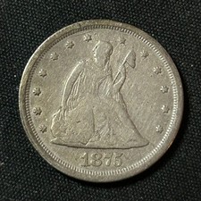 1875-S Silver Twenty Cent Piece San Francisco Mint Fine Condition picture