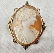 Antique VTG 10k Gold Carved Cameo Brooch & Pendant Signed 8G Fancy Filigree Read picture