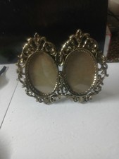 Vintage Victorian Style Ornate Metal Standing Double Oval Picture Frame picture