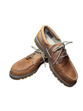 Sperry Top-Sider Boat Shoes Mens 9M Tan Brown Leather Moc Toe Deck Shoes STS1008 picture
