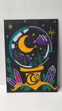 Original ACEO Art Card Whimsical Nature Moon Woodland Folk Art Hand Drawn 2.5x3. picture