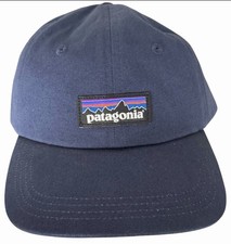 Patagonia P6 Logo Trucker Hat Mens Adjustable Navy Blue Snap Back Organic Cotton picture