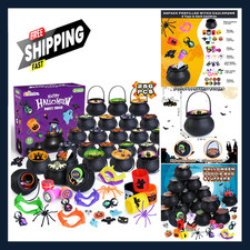 Halloween Party Favors for Kids, 32 Pack Prefilled Witch Cauldrons with picture