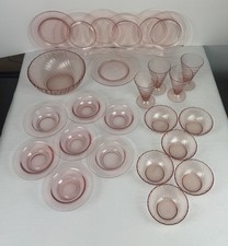 Arcoroc Rosaline Pink Depression Glass Dinnerware Set 25 Pc Vintage France picture