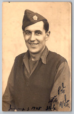 RPPC c1940s WW2 US Soldier Portrait Italy Vito to Pal Albani Signed Postcard picture