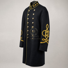 US Civil War Repro Confederate General Frock Coat Yellow Piping Stars All Sizes picture