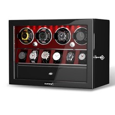 4+6 Automatic 4 Watch Winder Case with 6 Watches Display Storage Box LED New picture