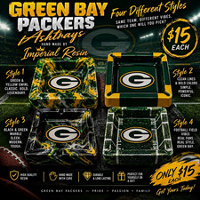 Imperial Resin Green Bay Packers Handmade Resin Ashtray Lot, 4 Styles picture