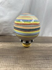 Mackenzie Childs Ceramic Garden Globe Pinstripe E Threaded Bottom picture