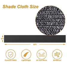 60% Black Sunblock Shade Cloth Sun Mesh UV Resistant Net Sunblock Plant Garden picture