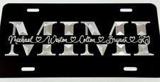 Engraved Custom MIMI Grandma Car Tag Diamond Etched Metal License Plate Gift picture