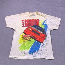 Vintage 1993 SIGNED Jeff Gordon NASCAR Graphic Mens White Cream  T-Shirt Size XL picture