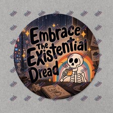 Existential Dread Skeleton Coffee Rainbow Dark Humor Sticker #S1171 picture