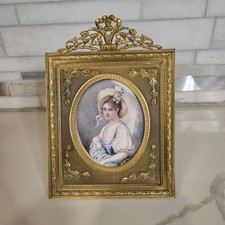 Antique French Portrait Miniature Signed “Lagarde” – Ornate Gilt Frame picture