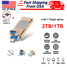 2TB USB 3.0 Flash Drive Memory Photo Stick for iPhone Android iPad Type C 4 IN 1 picture