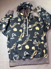 Nike Womens Small Floral Hoodie Black Rose Print Swoosh Pullover Fleece Y2K picture