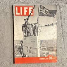 LIFE Magazine October 16 1939 German U Boat 35 Submarine Cover WWII 1940 Autos picture