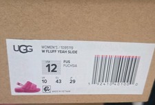 UGG FLUFF YEAH SLIDE SLIPPERS FUCHSIA FAUX FUR  WOMEN'S SIZE 12 BRAND NEW IN BOX picture