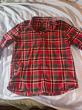 Eddie Bauer Flannel Shirt Mens Medium Red Green Plaid Button Up Long Sleeve picture