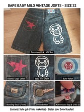 ​VINTAGE BAPE Baby Milo Denim Shorts Jorts Size 32 Bapesta Y2K Authentic Nigo... picture