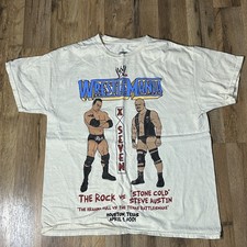 Vintage 2001 WWF WrestleMania X-Seven Rock vs Stone Cold Steve Austin Shirt L picture