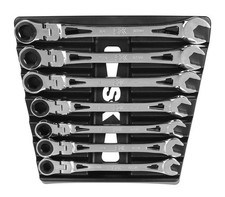 SK Hand Tools 7 Piece Flex-Head SAE Ratcheting Wrench Set, Lifetime Warranty picture